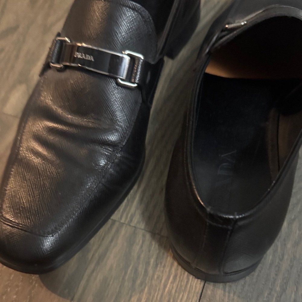 Prada Men's Black Leather Slip-On Loafers - Picture 6 of 9